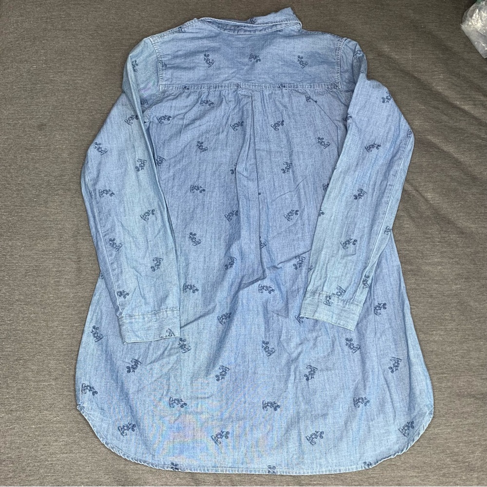 Disney Mickey Mouse Denim Chambray Shirt Dress Cotton Small - Picture 3 of 6